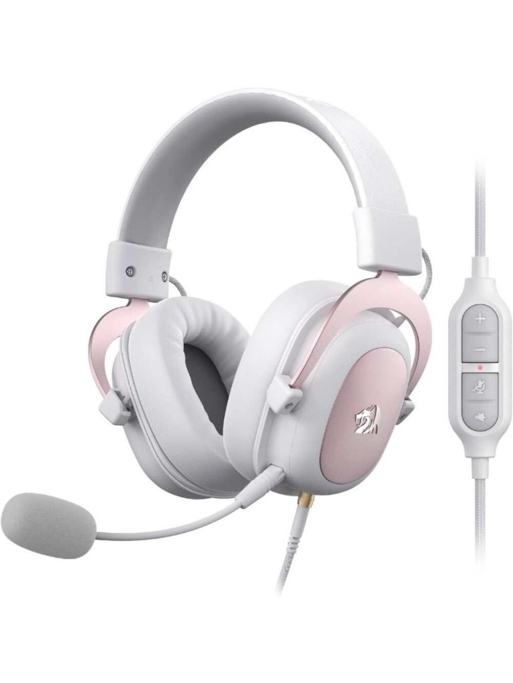 White Wired Gaming Headset - 7.1 Surround Sound, Memory Foam, Detachable Mic